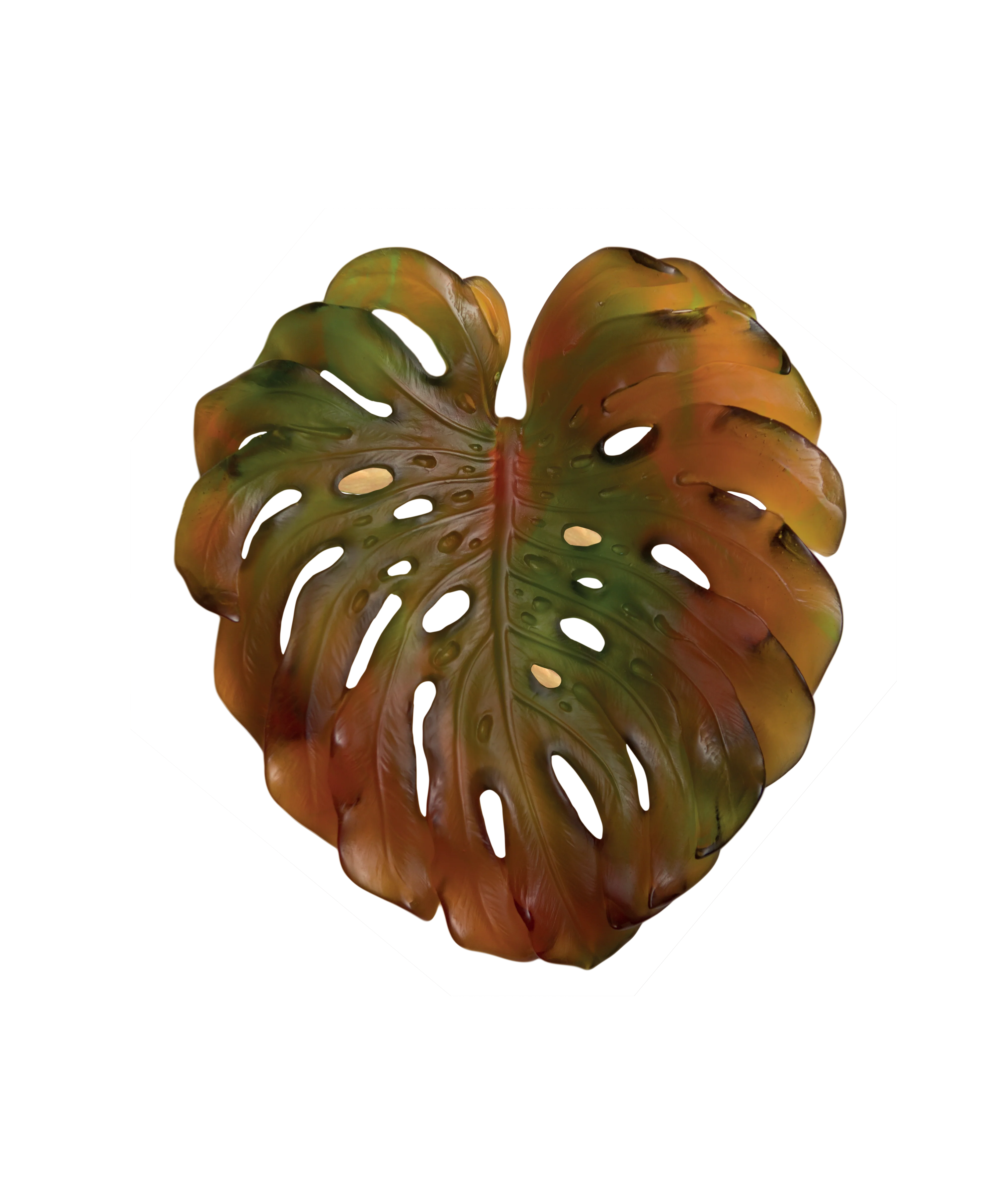 Monstera Feuille murale petit modèle - fixation courte Ambre de Emilio Robba