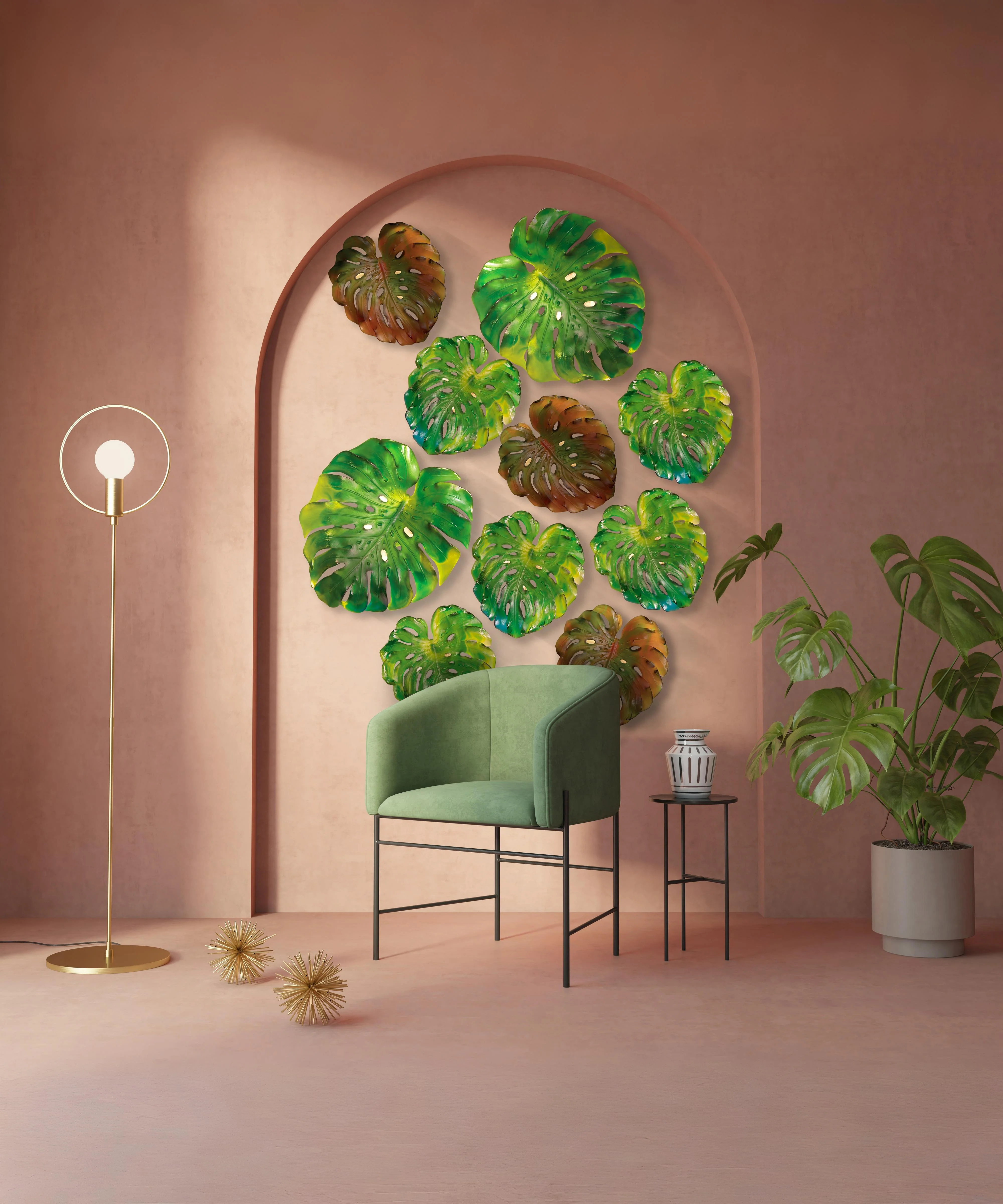 Monstera Feuille murale petit modèle - fixation longue Verte de Emilio Robba - Image 5